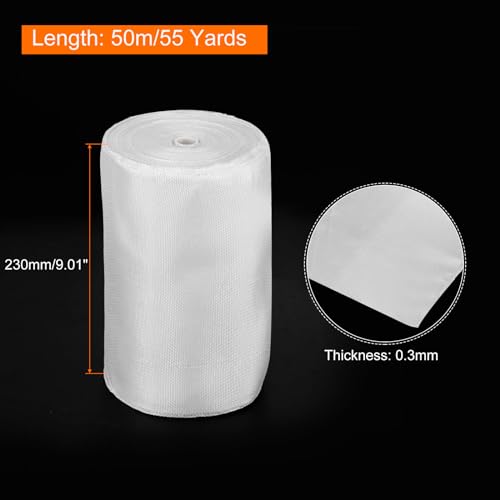 Image of MECCANIXITY 1pcs Fiberglass Cloth Tape 50m(55 Yard) x230mmx0.3mm E Glass Fiber Fiberglass Mesh Glass Fiber Mesh Woven Fiberglass Fabrics Insulation Tape for Reinforcement Repair