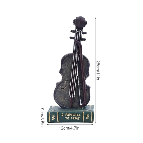 Violon Figurine base livre résine décoration table salon sculpture art rétro