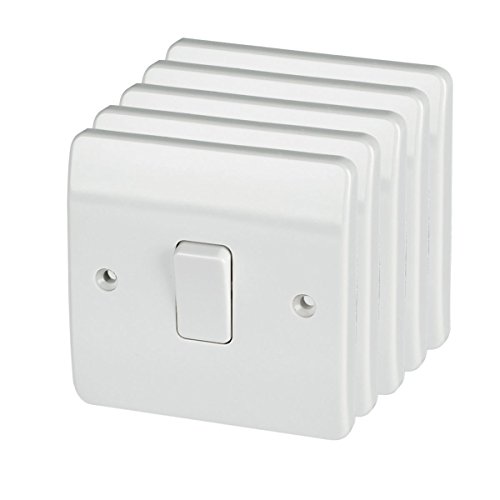 MK Logic Plus 1-Gang 1-Way 10A SP Light Switch White Pack of 5