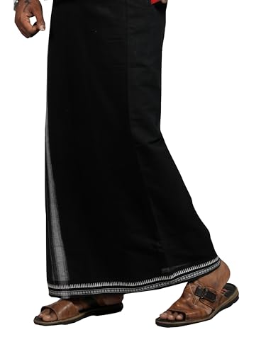 PRAKASAM COTTON Mens Cotton Single Colour Casual Style Thalapathi Border Dhoties For Mens/Fine Quality Single Dhoties For Men's