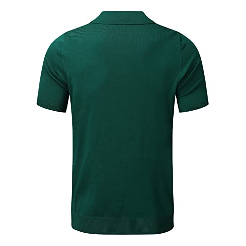 Maeven Mens Short Sleeve Knitting Bowling Shirts Vintage Vercital Stripe Button Down Shirts Cuba Beach Shirts Slim Fit Tees #TOP2