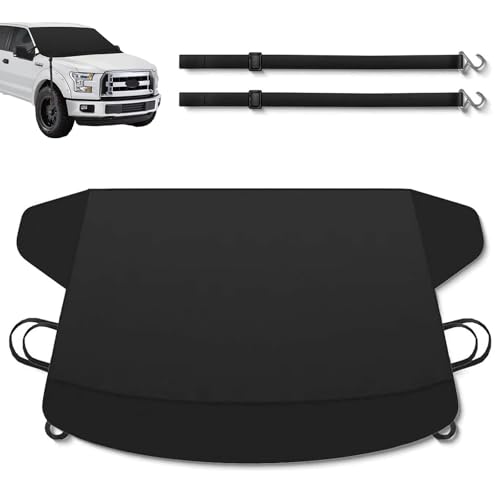 Image of Windshield Cover, Perfect Coverage Ice and Snow Isolation Winter Protection Cover, Windproof Anti-Freeze Oxford Cloth Outdoor Car Cover, Universal for Cars Trucks (Black #66.9 inch x 42.1 inch)