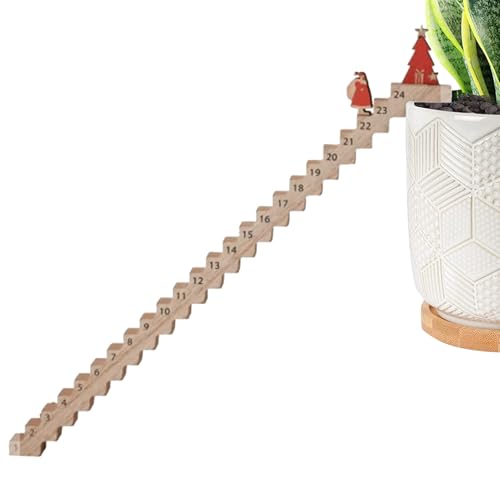 サンタの階段カウントダウンカレンダー、自宅、オフィスのテーブルサイン、木製のデスクの装飾に登るサンタカレンダー。