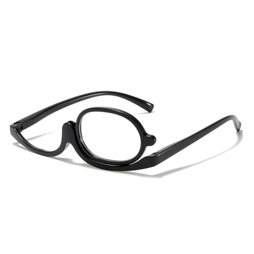 Genérico Gafas de Lectura Lupa Flip Down Cosméticos Lectores para Mujeres, Gafas de Maquillaje, Gafas de Presbicia, Lupa de una Sola Lente, Gafas Giratorias(Negro,1.5X)