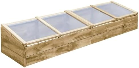 Invernadero de Madera de Pino impregnada 200x50x35 cm, Blanco Tra...
