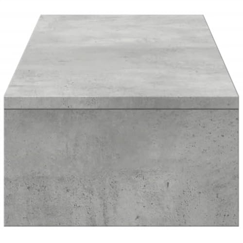 Xolmizyn Support de moniteur avec 2 tiroirs pour deux moniteurs, en bois - 100 x 27 x 15 cm - Organiseur de bureau - Gris béton – vue 6