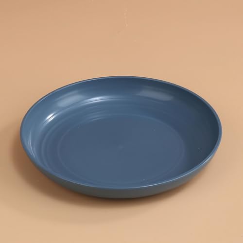 Image of Unbreakable Deep Plates for Cereal, Cafes, Restaurants, Sandwich, Bread and Butter, Dessert, Appetizer, Indoor, Out Door Eco Friendly Dishwasher & Microwave Safe (20cm+23cm, Blue, Pack of 6)