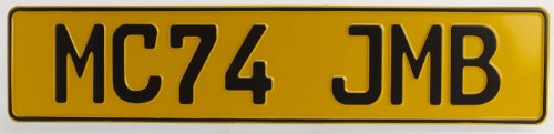 Great Britain Reflective Yellow UK European License Plate - Random Characters