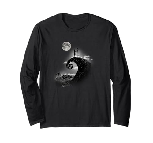 T-shirt manches longues Nightmare Before Christmas Jack Sally coton noir