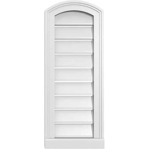 Ekena Millwork GVPAR12X3003SF Arch Top Surface Mount PVC Gable Vent, Factory Primed White