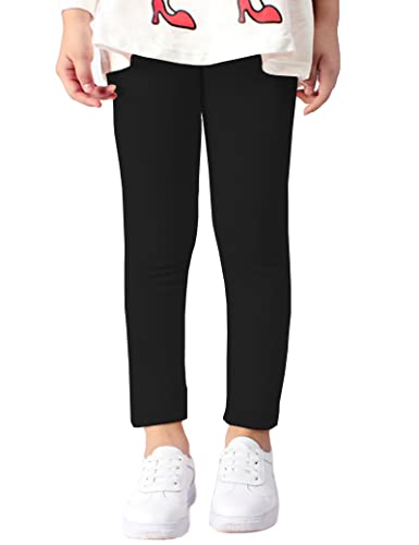 Kiench Girls' Fleece Lined Leggings Winter Warm Pants Thermal Cotton