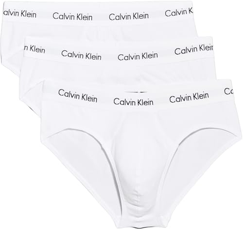 Calvin Klein Calzoncillos Hip Briefs Hombre Pack de 3 Ropa Interior, Blanco (White), L
