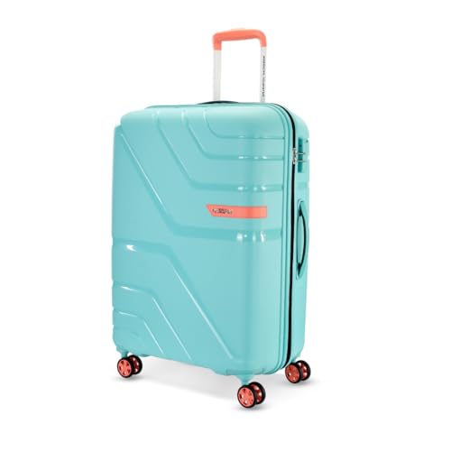 Image of American Tourister Upland Sport 68 CM Medium Check-in Luggage, Polypropylene (PP) Hardside 8 Wheels Spinner Luggage with Combination Lock, Suitcase /Trolley Bag for Travel - Blue