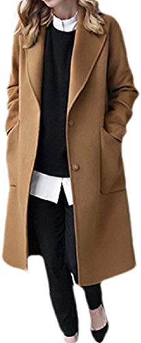 Womens Winter Cardigan Loose Overcoat Long Plus Size Pea Coat Trench Jacket,Camel,Medium