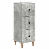 XHNIFBN Cassettiera grigio cemento, 33 x 34,5 x 90 cm, cassettiera vintage in legno con 3 cassetti, armadietto sottile per soggiorno, corridoio e camera da letto