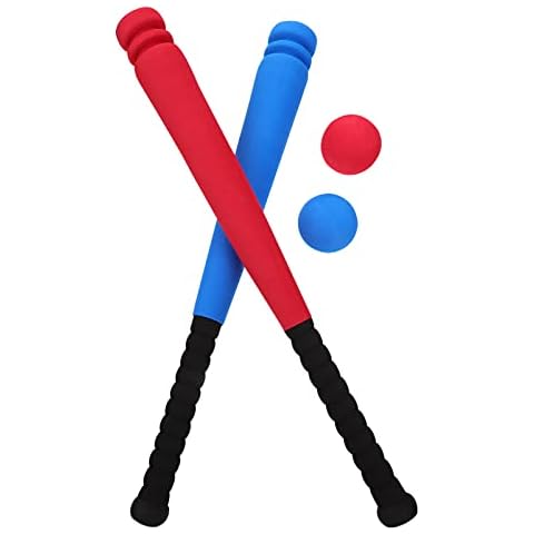 ABOOFAN 1 Set Kinder Baseballschläger Weicher Schaumstoff Baseballschläger Spielzeug Ball Spielset Interaktives Spielzeug Kinder Geburtstag Geschenk Blau Rot Witn 2 Bälle(Zufällige Farbe) Cover