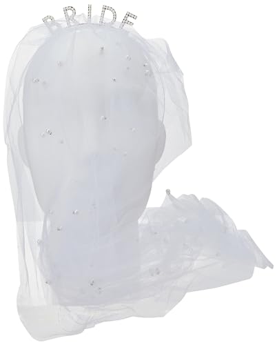 Ginger Ray Bride to Be Hen Party Headband with Veil,White,17cm x 13cm