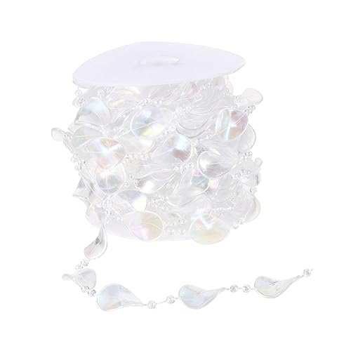 DOITOOL 1 Roll Transparent Acrylic Beads Chain Garland Trim for Wedding Decor Maple Leaf String for Projects Elegant Party Decoration for Chandelier and Lamp Shade Styling