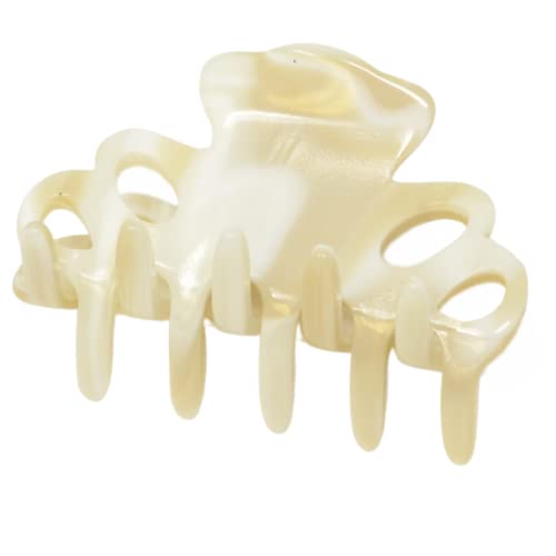 Pince à cheveux faite main crème ivoire en acétate de cellulose French Amie