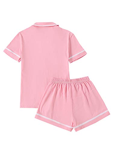 LYANER Women's Cotton Pajamas Set Button Short Sleeve Shirt with Shorts Set PJs Loungewear2