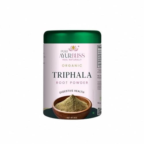 PureAyurbliss 100% Organic Triphala Powder, Ayurvedic Blend with Amla and Haritaki Powder, and