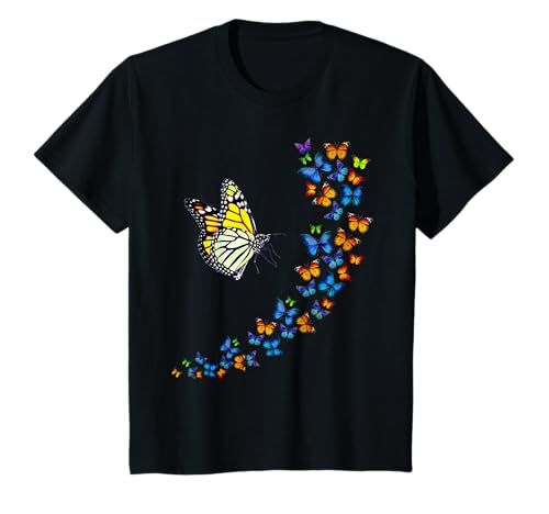 Niños Camisa de cumpleaños con diseño de mariposas y arcoíris Camiseta