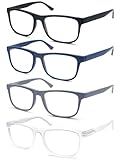 OLOMEE Large Reading Glasses Mens Oversized Wide Readers +1.25 Lightweight Square Magnifying Cheaters Glasses for Men W/Big Head 4 Pack