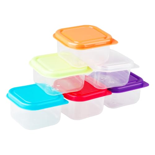 Hopzab 6 PCS Small Food Storage Containers with Lids - Plastic Pots, Snack, Sauce, Fruit & Condiment Storage Boxes for Baby, Kids, and Adults - Kitchen Crisper, Portable Food Containers