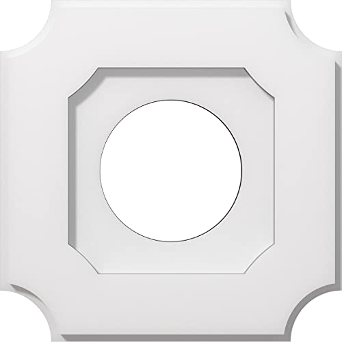 Image of Ekena Millwork CMP12LE-05000 Locke Architectural Grade PVC Contemporary Urethane Ceiling Medallions 12 inchOD x 5 inchID x 7 inchC x 1 inchP