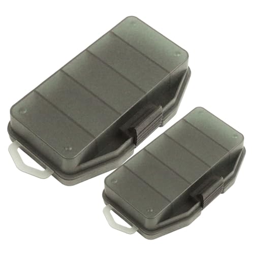 VICASKY 2Pcs Portable Fishing Tackle Storage Organizer Boxes Grey Transparent Design with Divided Grids for Easy Access for Outdoor Fishing Gear Supplies and Accessories