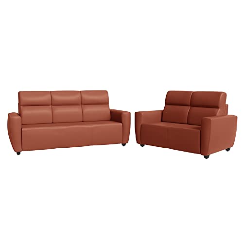 Image of Wakefit Sofa Set | 3 Year Warranty | Sofa 5 Seater, 5 Seater Sofa for Living Room, Wooden Sofa Set, Sofa Set 3+2 Seater - Belize(Romance : Tan)