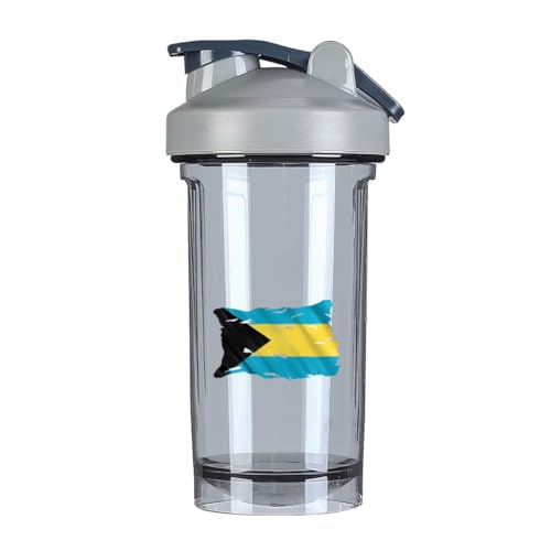 Torn Broken Bahamas Bahamian Flag 1 18 Ounce Shaker Bottle Drink Mixer Leak-proof Pre Workout Protein Shakes Meal Replacement Shakes Bottles 500ML/18 Oz Gray
