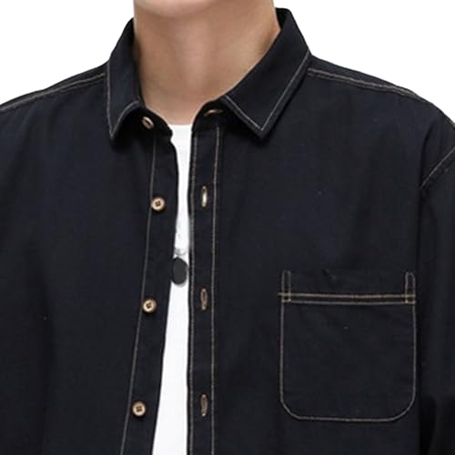 Men's Classic Slim Button Trucker Jacket Casual Long Sleeve Washed Jean Coat Fashion Motorcycle Jean Jackets4