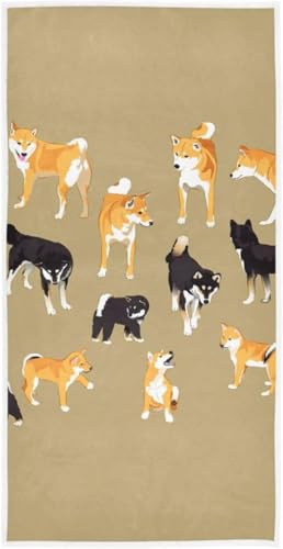 フェイスタオル バスタオル 綿 速乾 薄手 柴犬 いぬ 犬柄 かわいい 可愛い 大判 タオル 部屋干し 柔らかく 肌に優しい 四季通用 家庭用 ホテル 業務用