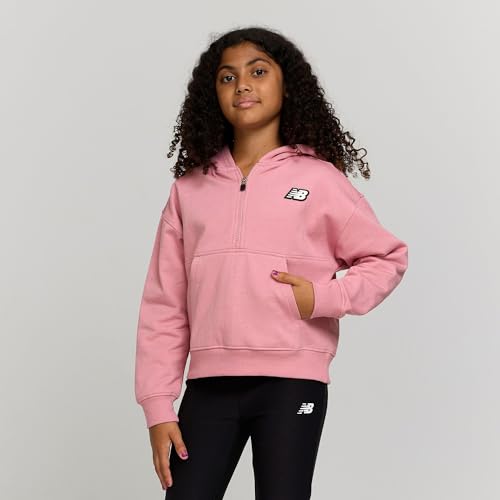 New Balance Girls Quarter Zip Up Hoodie – Soft Cotton Blended Fleece Active Youth Pullover Sweatshirt, Lined Hood - Image 4