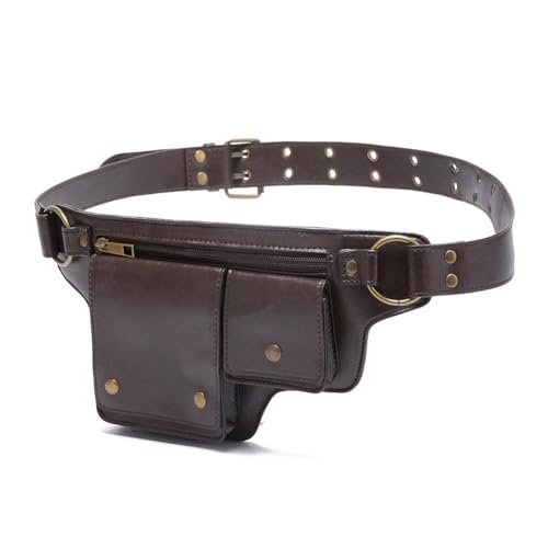 Riñonera multiusos ajustable estilo punk con compartimentos tácticos de moto 5