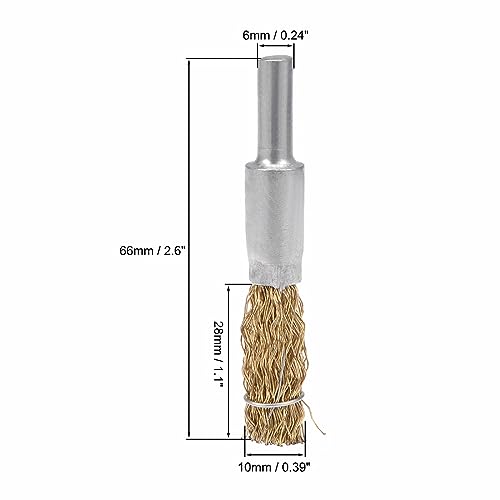 Image of uxcell 10mm Wire Wheel Brush Cup Copper Plated Crimped Steel with Shank 0.012-inch Wire Dia 6 Pcs