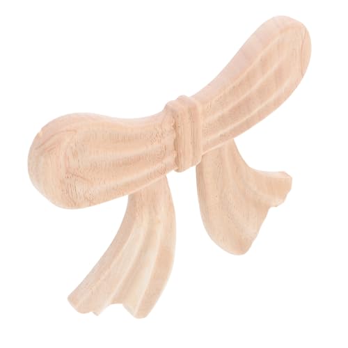 Ipetboom Unpainted Wood Appliques Vintage Bow Carved Onlays European Style Relief Wall Decor for Living Room Bedroom Study Elegant Home Decoration
