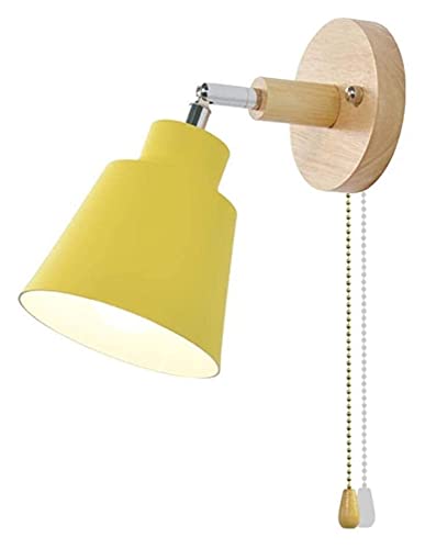 GaLon Wandleuchte mit Schalter E27 Nachttisch-Playback-Lampe Holzholding kann für den Wohnzimmerprojektor des Wohnzimmers frei eingestellt Werden (Color : Yellow) Cover