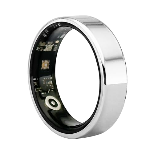 Loluka Smart Ring for Women for Men Fitness Tracker Fitness Ring Sleep Tracker Health Tracker Heart Rate Monitor Sport Tracker with Calorie Step Counter for Android iOS Silvery 7#