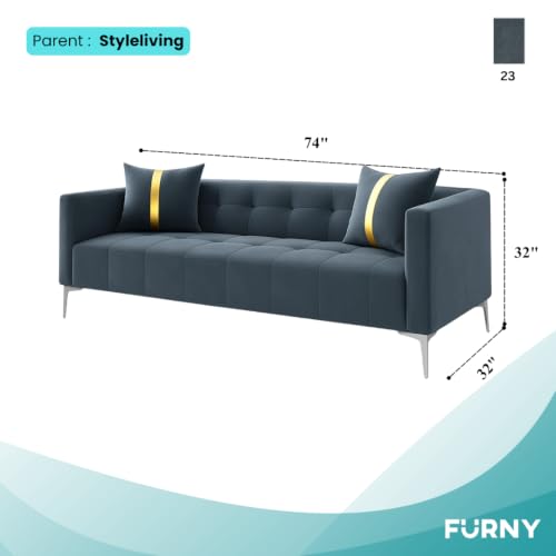 Image of Furny Homeland 3 Seater Fabric Sofa Set (Grey) | Soft Velvet Fabric | Modern Design | Comfortable Seating | Living Room Furniture