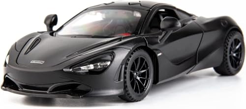 Image of WORSHIPER 1:32 Scale McLaren 720S Die-Cast Model Car � Alloy Metal Pullback Toy Car with Openable Butterfly Doors, Lights & Sound � Kids & Adults (1:32 McLaren 720s Black Color)
