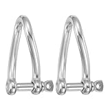 PATIKIL 316 Edelstahl Twist-Schäkel 90 Grad 3/8" 10mm, 2 Stück Verdrehte Schäkel mit Schraubbolzen Marinequalität für Segeln, Autoschleppen, Outdoor-Zelte