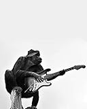 Monkey Playing The Guitar On A White Background - 8x10 Unframed Wall Decor Art Print - Great...