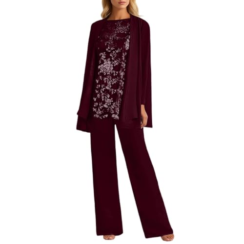 Ensemble 3 pièces tailleur pantalon mariage femme chic avec veste soirée