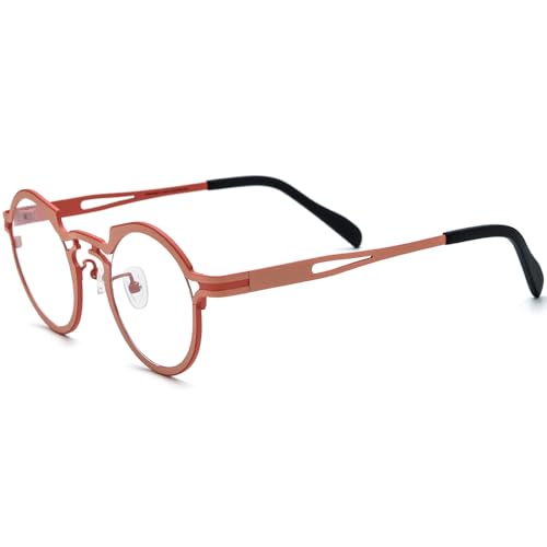 Image of FONEX Colorful Pure Titanium Glasses Frame Women Retro Round Eyeglasses