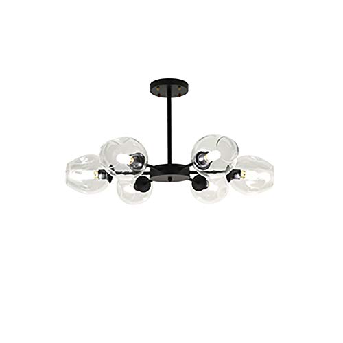 Lustre suspension moderne résolvant le manque de clarté grâce à ses 8 globes en verre doré