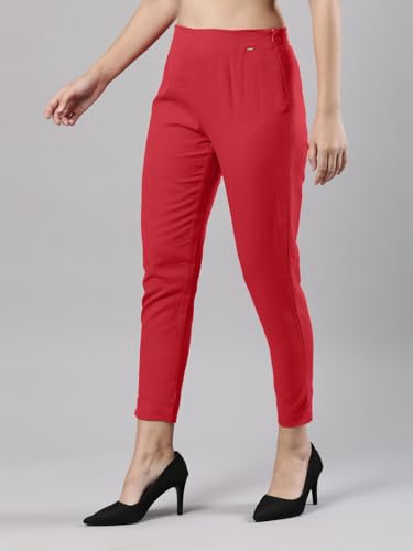 Image of Femmora Comfortable Fit Solid Straight Pant, Breathable Cotton Fabric with Side Zip Button Closure, for Women, Pack of 1