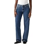 A vintage-inspired fit updated with a mid rise Finished with a straight leg Features an effortless fit that's loose through the hip and thigh Loose Through Your Hip And Thigh Mid rise: 10"