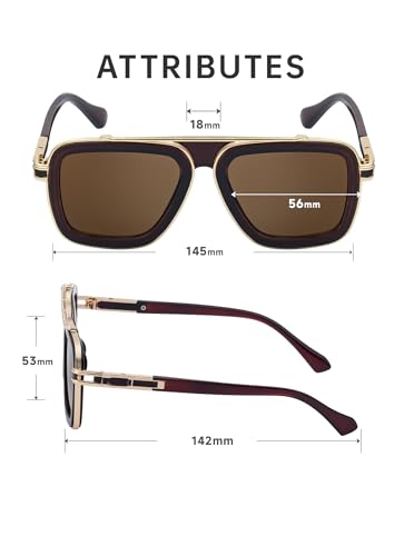 Fashion Mens Sunglasses Shades 56mm UV 400 Protection Lens Sun Glasses Square (98082)2